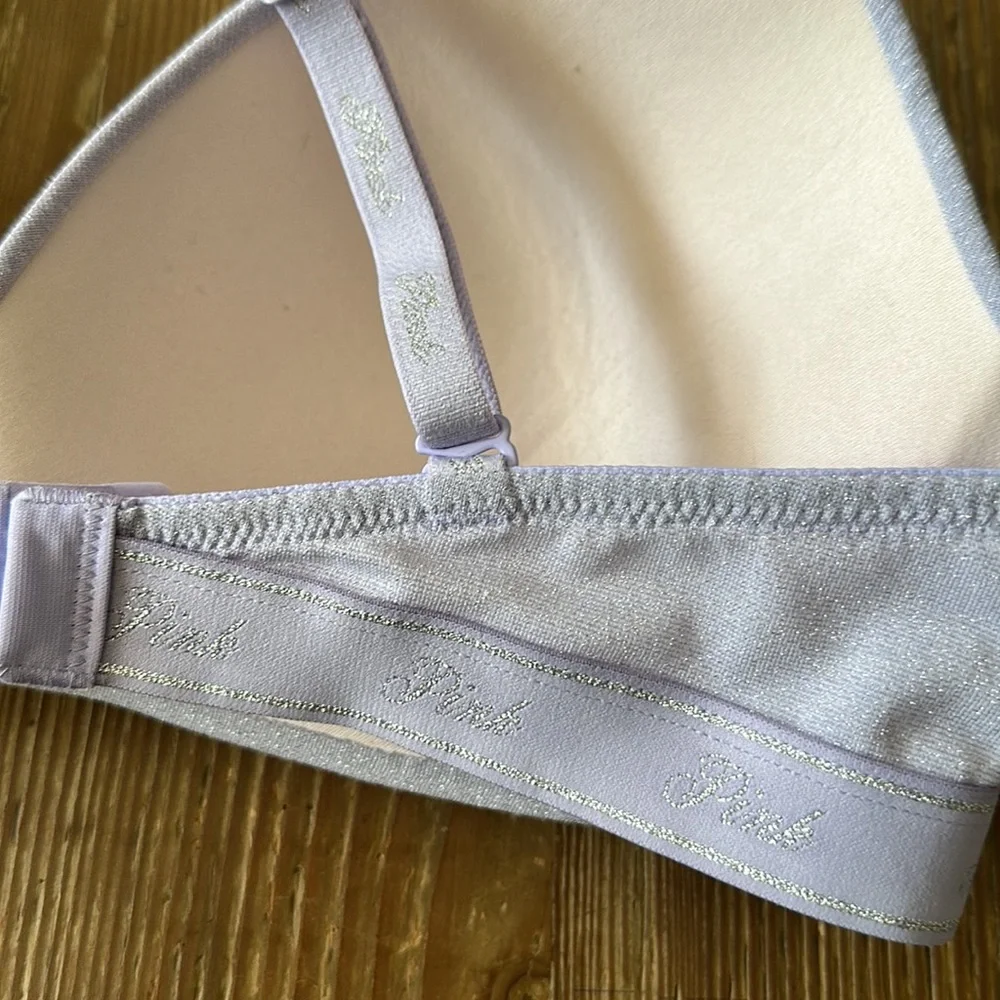PINK wear everywhere lightly lined wireless bra in lilac sparkle 36D